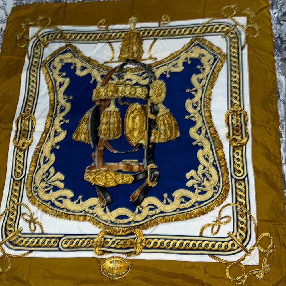 HERMES BRIDE de COUR PRINTED SILK SCARF, ISSUED 1969